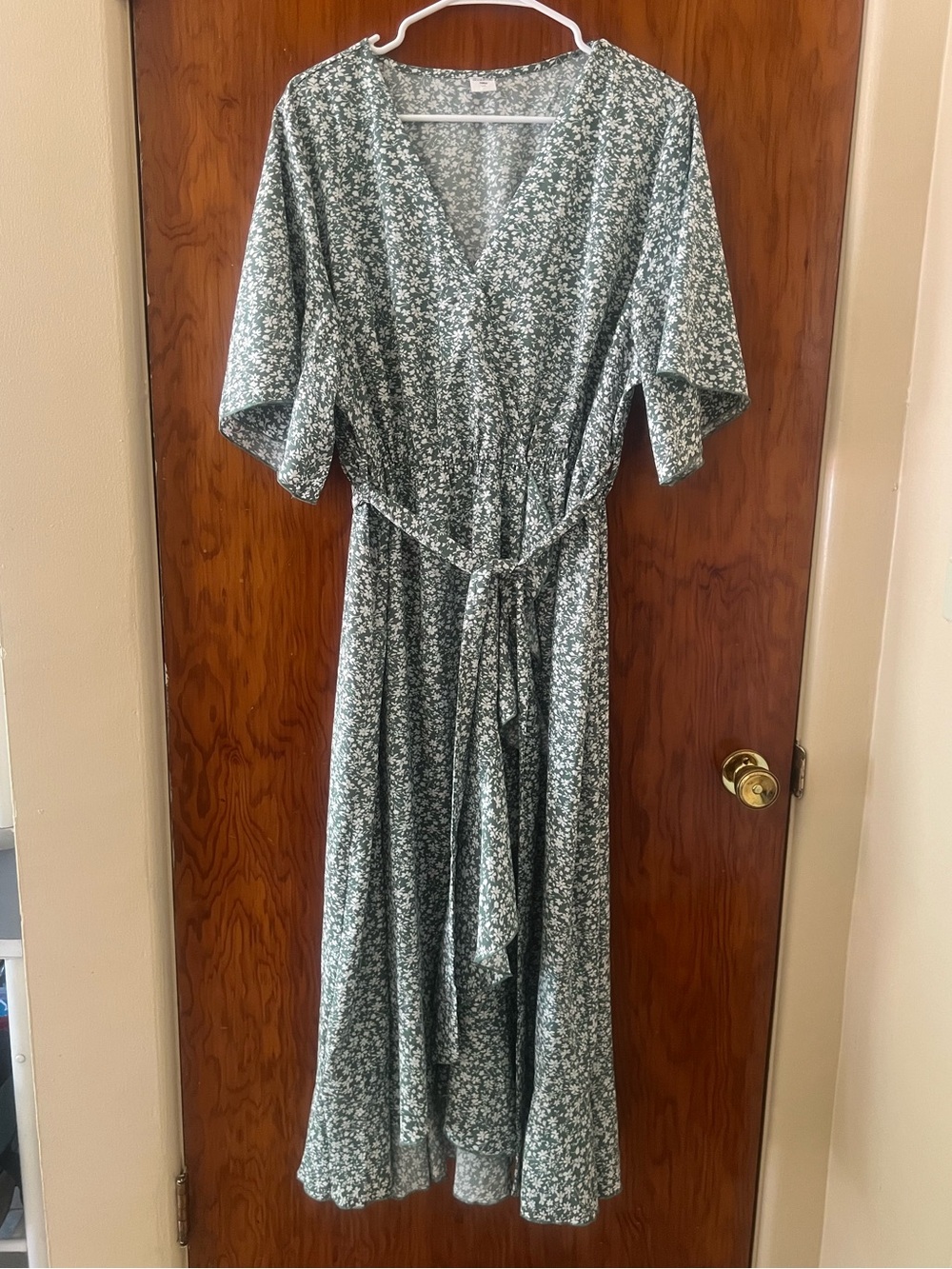 Floral Wrap Maxi Dress in Sage Green